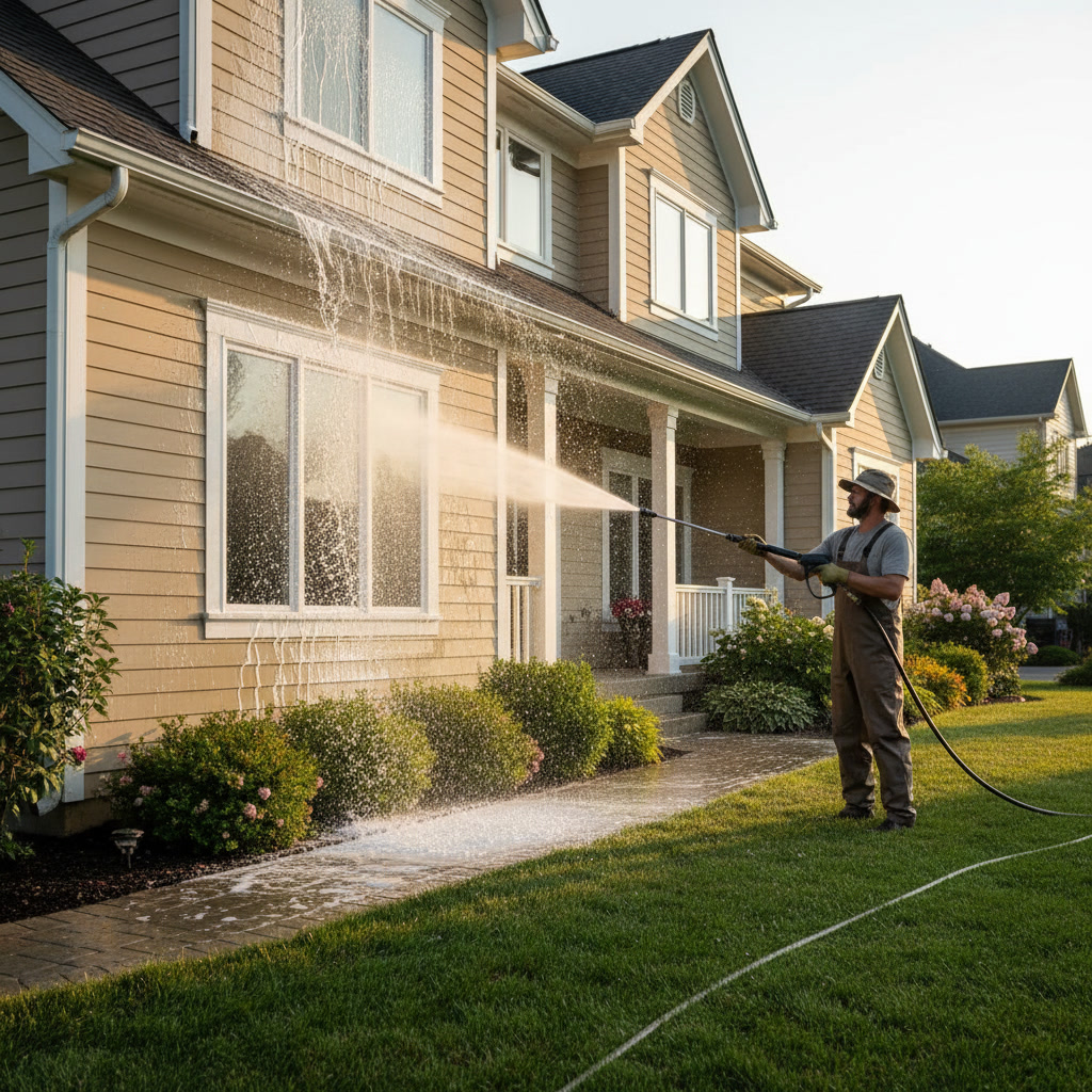 Clean home exterior after professional washing showing restored siding appearance